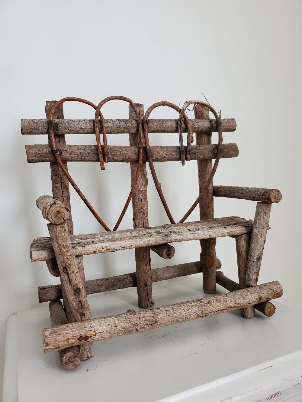 Rustic Primitive Wildcrafted Wooden Bench 12" tall